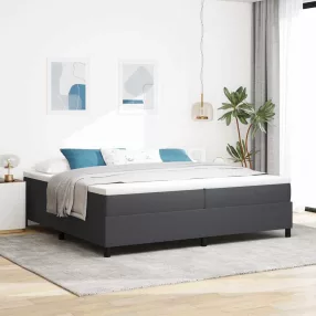   vidaXL Boxrugós ágy Sötétszürke és Fehér 200 x 200 cm Bársonyos szövet