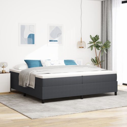 Boxspring ágy matraccal Sötétszürke 200x200 cm Kordbársony anyag