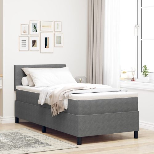 Box Spring Ágy Matraccal Világosszürke 80x200 cm Kordbársony Szövet
