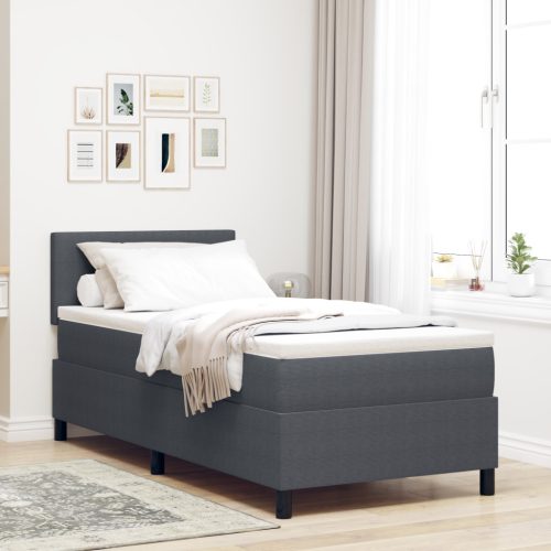 Box Spring Ágy Matracokkal Sötétszürke 90x200 cm Kordbársony