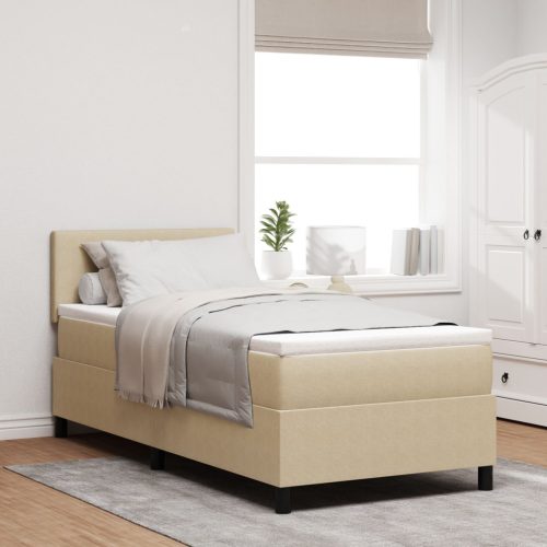 Box Spring ágy matraccal világos zöld szürke 90x200 cm kordbársony