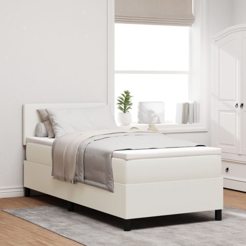 Boxspring ágy matraccal Krém 100x200 cm Kordbársony szövet