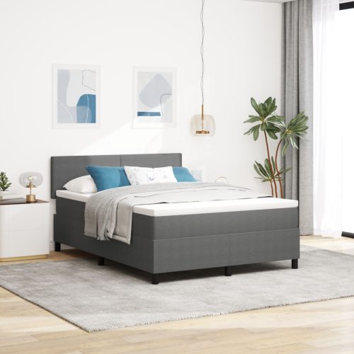 Box Spring Ágy Matrac Közép Szürke 160x200 cm Kordbársony Anyag