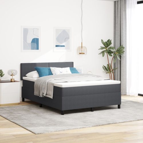 Box Spring Ágy Matraccal Sötét Szürke 160x200 cm Kordbársony Anyag