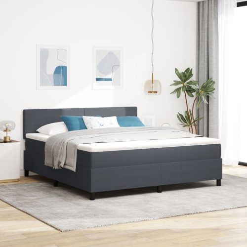 Box Spring Ágy Matracról Sötétszürke Szuper King Kordbársony Anyag