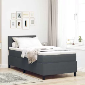   vidaXL LED Box Spring Ágy fejtámlával Sötétszürke és Fehér 80 x 200 cm