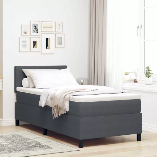 vidaXL LED Box Spring Ágy fejtámlával Sötétszürke és Fehér 80 x 200 cm