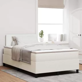   vidaXL LED Box Spring Ágy Krém és fehér 120 x 190 cm Bársonyos szövet