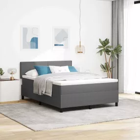   vidaXL LED Box Spring Ágy Világosszürke és fehér 140 x 190 cm
