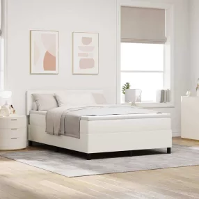   vidaXL LED Box Spring Ágy Krém és fehér 140 x 190 cm Bársonyos szövet