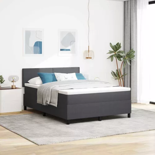vidaXL LED Box Spring Ágy Sötétszürke és Fehér 160 x 200 cm