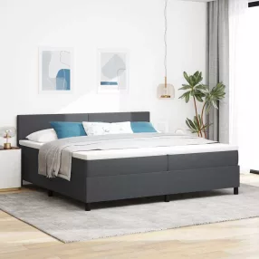   vidaXL LED Box Spring Ágy Sötétszürke és Fehér 200 x 200 cm
