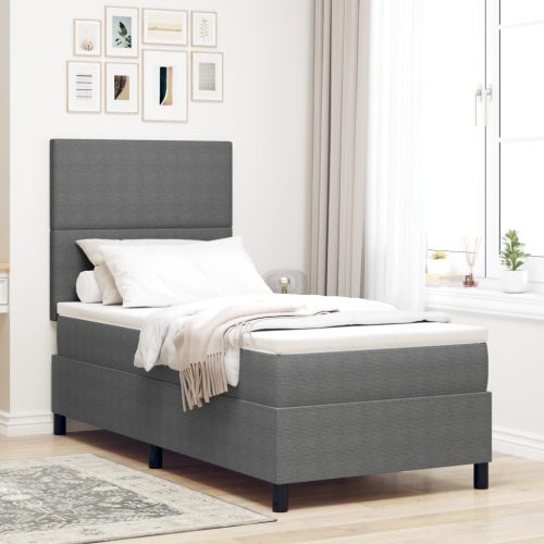 Boxspring ágy matraccal & LED világítással szürke 100x200 cm kordbársony