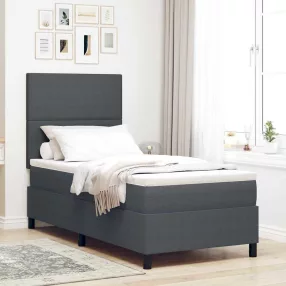   vidaXL LED Box Spring Ágy Sötétszürke és Fehér 100 x 200 cm
