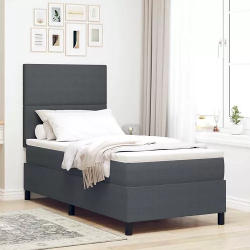 vidaXL LED Box Spring Ágy Sötétszürke és Fehér 100 x 200 cm