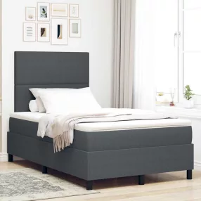   vidaXL LED Box Spring Ágy Sötétszürke és Fehér 120 x 190 cm