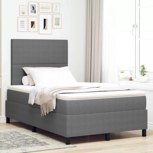 vidaXL LED Box Spring Ágy Világosszürke és fehér 120 x 200 cm