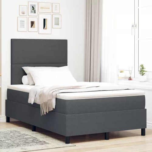 vidaXL LED Box Spring Ágy Sötétszürke és Fehér 120 x 200 cm