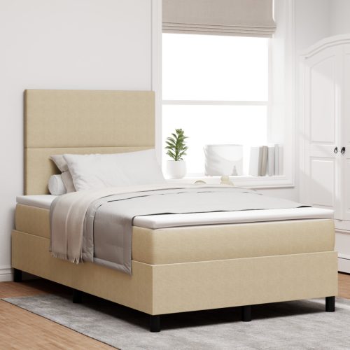 Box Spring Ágy Matraccal & LED Világítással Zöld Szürke 120x200 cm Bőranyag
