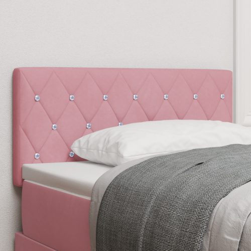LED fejtámla kristály gombos tuftált rózsaszín 90 cm bársonyos