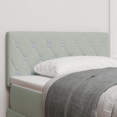 LED Fejtámla Kristálygombos Tűzött Világosszürke 100 cm Bársony
