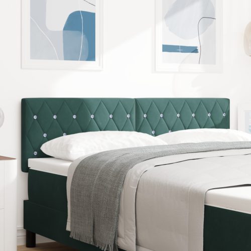LED Fejtámla Kristály Gomb Tűzéssel Sötét Zöld 72 cm Bársony