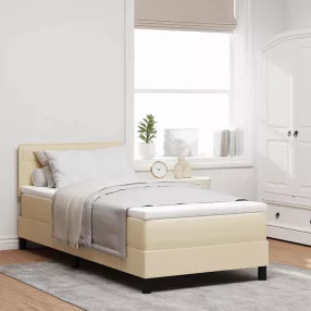   vidaXL Boxrugós ágy matracmal fejtámlával Krém 100 x 200 cm szövet