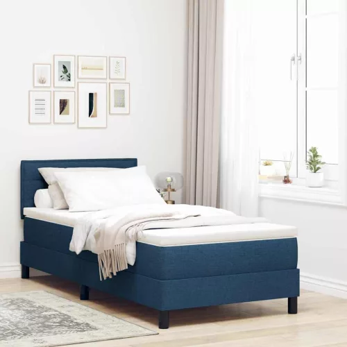 Boxspring ágy matraccal matracmal Kék 100 x 200 cm szövet
