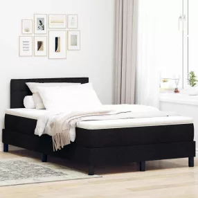   vidaXL Boxrugós ágy fejtámlával Fekete 120 x 190 cm szövet