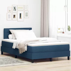   vidaXL Boxrugós ágy fejtámlával Kék 120 x 190 cm szövet