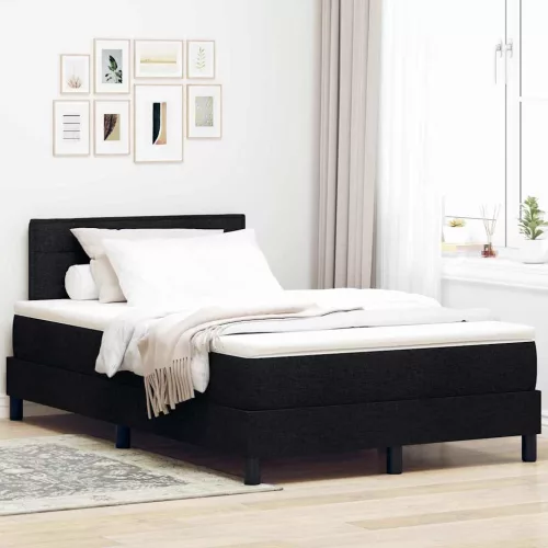 Boxspring ágy matraccal matracmal Fekete 120 x 200 cm szövet
