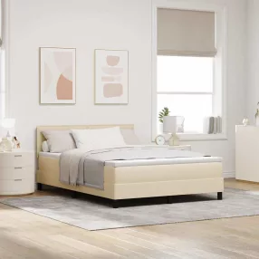   vidaXL Boxrugós ágy párnával fejtámlával Krém 140 x 190 cm szövet