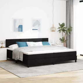   vidaXL Boxrugós ágy fejtámlával Fekete 200 x 200 cm szövet