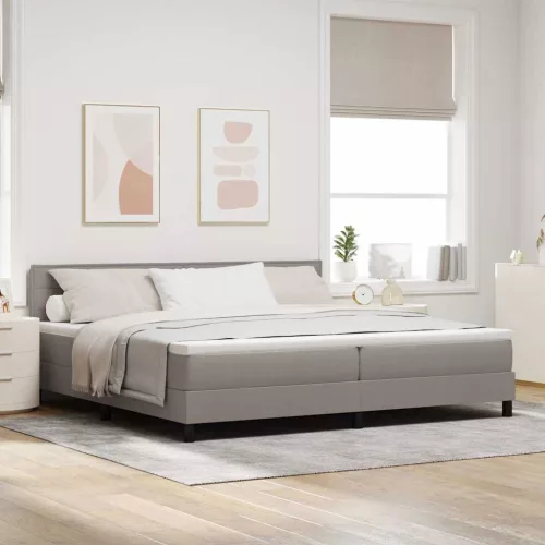 vidaXL Boxrugós ágy matracmal fejtámlával Tópszínű 200 x 200 cm szövet