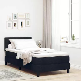  vidaXL Boxrugós ágy párnával fejtámlával Fekete 80 x 200 cm szövet