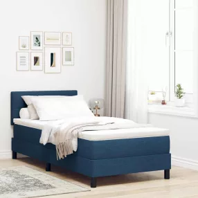 vidaXL Boxrugós ágy fejtámlával Kék 90 x 190 cm szövet
