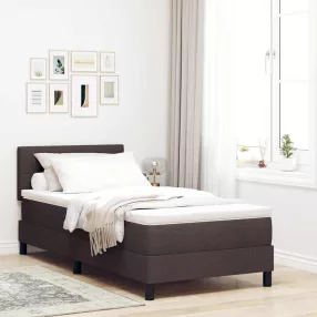   vidaXL Boxrugós ágy fejtámlával Sötét Barna 90 x 200 cm szövet