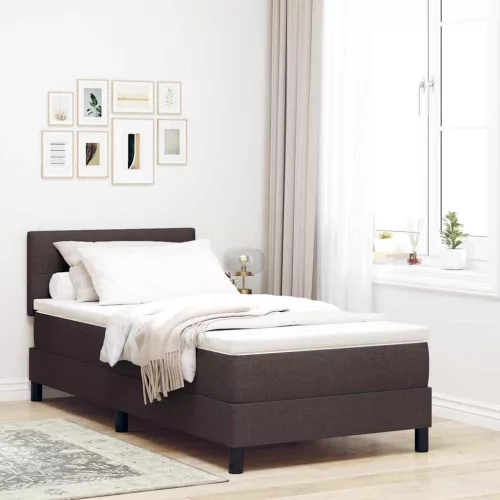 vidaXL Boxrugós ágy párnával Sötét Barna 100 x 200 cm szövet