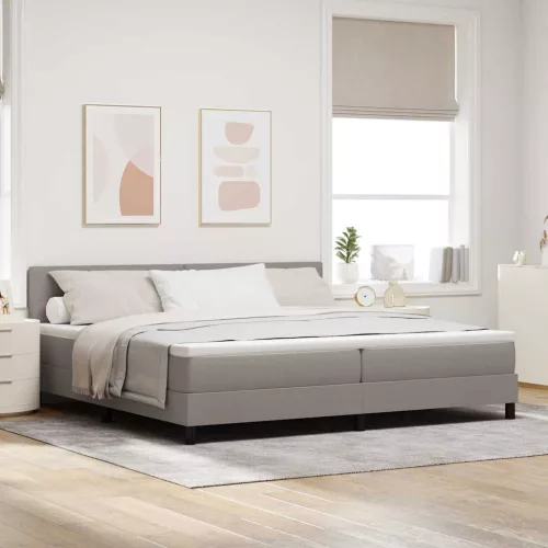 vidaXL Boxrugós ágy fejtámlával Tópszínű 200 x 200 cm szövet