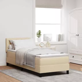   vidaXL Boxrugós ágy matracmal fejtámlával Krém 80 x 200 cm szövet