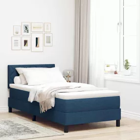   vidaXL Boxrugós ágy matracmal fejtámlával Kék 90 x 190 cm szövet