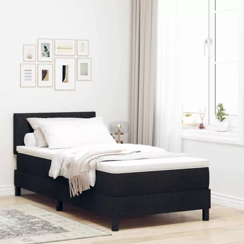vidaXL Boxrugós ágy matracmal fejtámlával Fekete 100 x 200 cm szövet