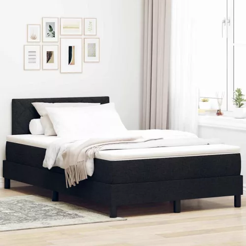 vidaXL Boxrugós ágy párnával fejtámlával Fekete 120 x 200 cm szövet