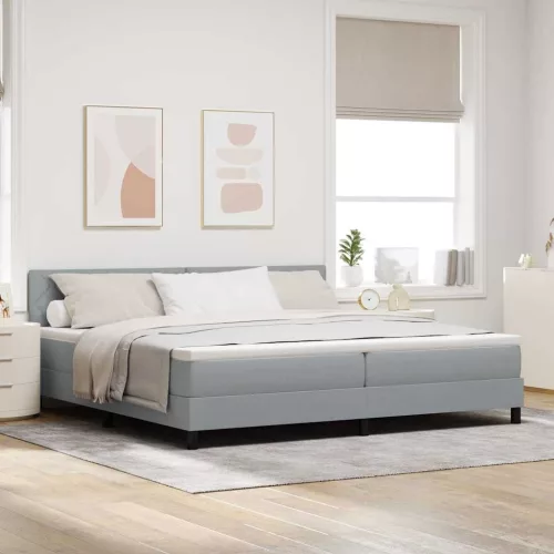 vidaXL Boxrugós ágy párnával Világosszürke 200 x 200 cm szövet
