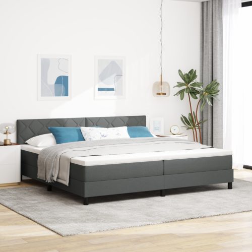 Boxspring Ágy Mattal Sötétszürke 200x200 cm Szövet