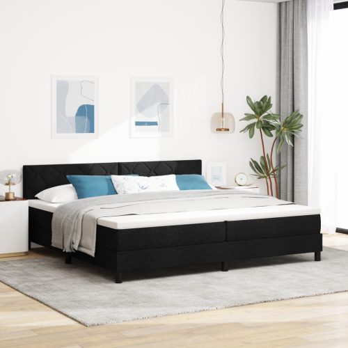 Box Spring Ágy Matraccal Fekete 200x200 cm Szövet