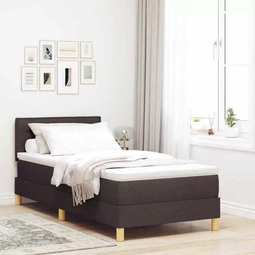 vidaXL Boxrugós ágy párnával Sötét Barna 80 x 200 cm szövet