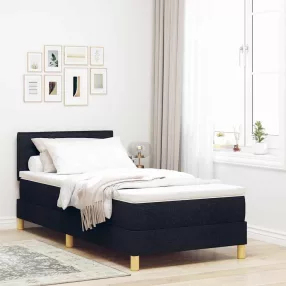   vidaXL Boxrugós ágy párnával fejtámlával Fekete 100 x 200 cm szövet