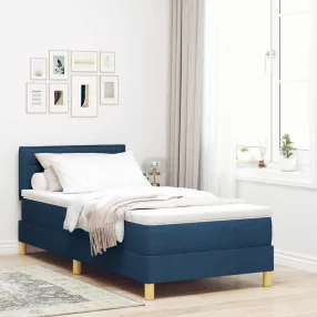   vidaXL Boxrugós ágy párnával fejtámlával Kék 100 x 200 cm szövet