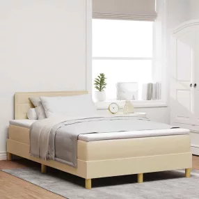   vidaXL Boxrugós ágy párnával fejtámlával Krém 120 x 200 cm szövet
